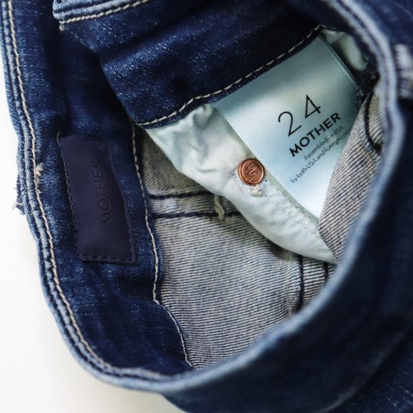 Mother The Looker Ankle Fray Jeans Skinny Super Stretch Denim Fast Times Wash 24 - Picture 5 of 11